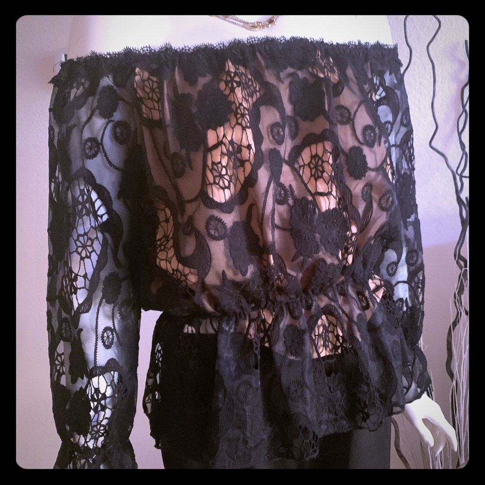 Line &Dot black lace off shoulder Top- blouse